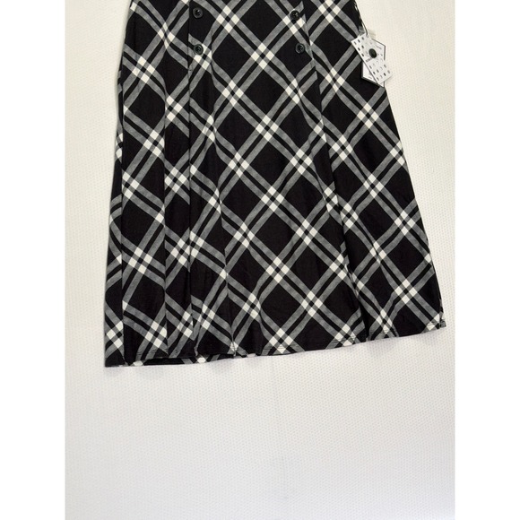 Robert Louis Black White Plaid Button Front A-Line Skirt Plus Size 1X NWT - Picture 3 of 10
